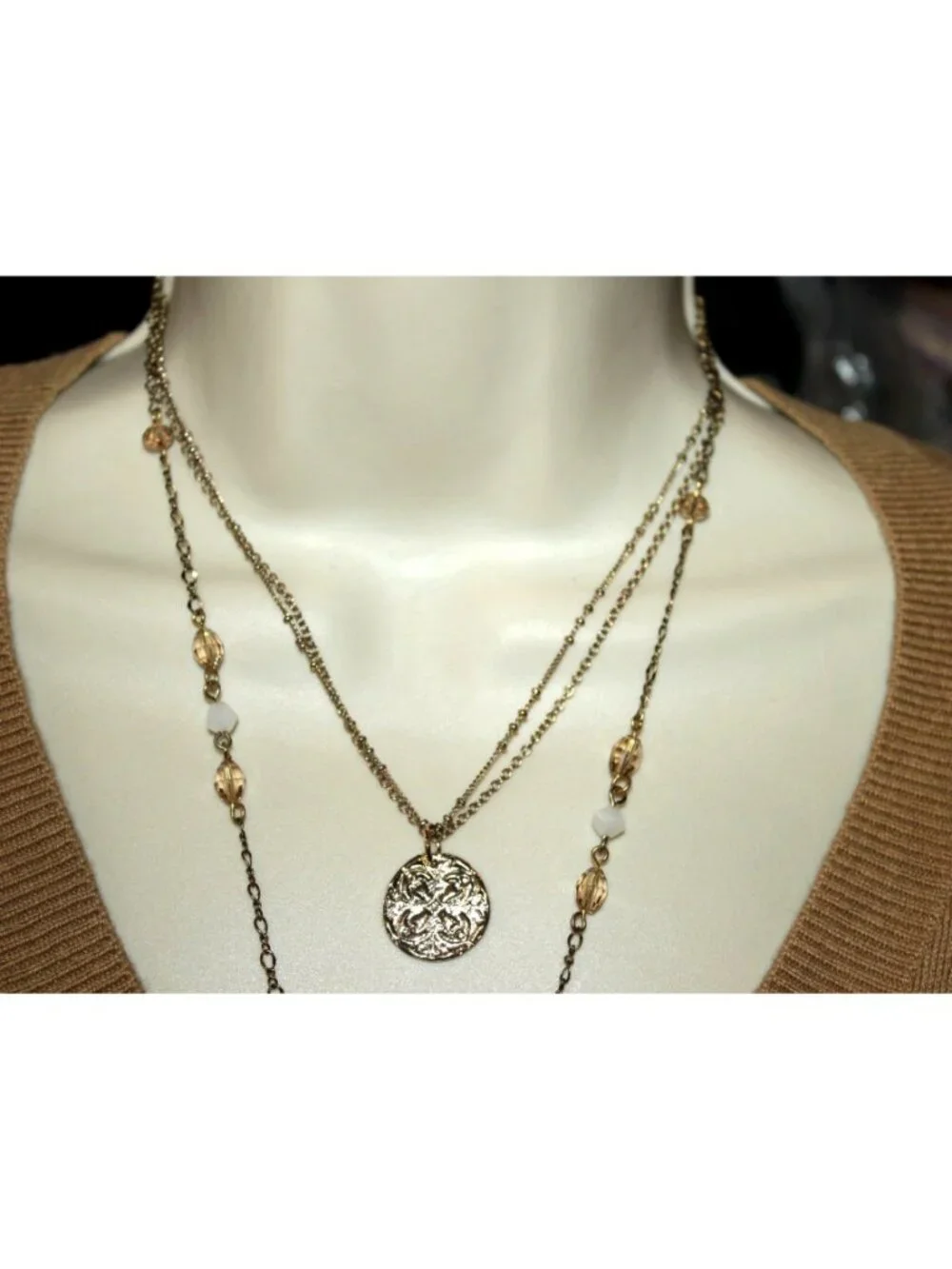 Express Long Layered Beaded Lariat Drop Pendant Necklace Y2K Deadstock